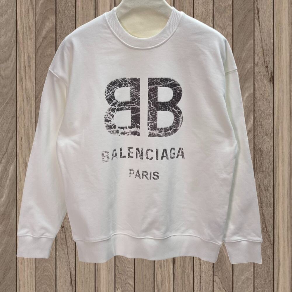 Balenciaga Round Neck White Sweatshirt